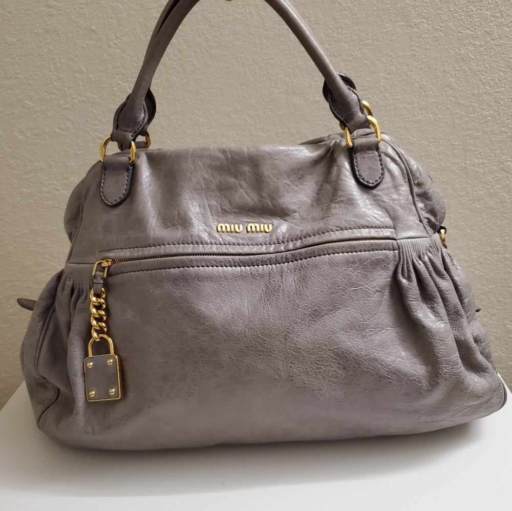 Miu Miu Nappa Charm Gray Bag